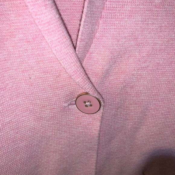 Talbots Women's Sweater Blazer Size M Pink Cardigan Cotton Blend 3/4 Sleeves - Picture 4 of 6